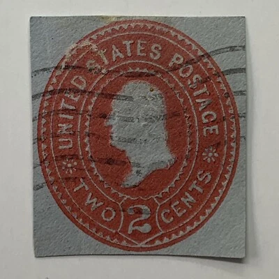 ERROR INK BLEEDING ON NOSE, CHIN AND REVERSE WASHINGTON 2C CUT SQUARE BLUE PAPER - Image 1 of 3