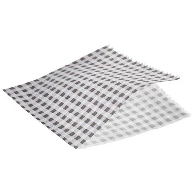 Greaseproof Paper Bags Black Gingham Print 17.5 x 17.5cm Catering Cafe x 1000 - image 1 of 2