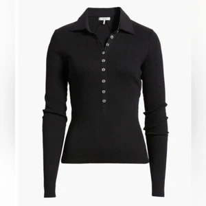 RAG & BONE Shirt Women XS Ribbed Button Polo Soft Casual Minimalist - Picture 1 of 6