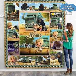 Personalized Trash Truck Quilt Blanket, Trash Truck Fleece Blanket, Netflix Seri - Picture 1 of 4