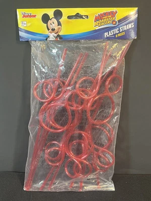 Disney Mickey Mouse Orejas en Forma de Bebida Reutilizables Pajitas Locas 8 Unidades Nuevo Foto 1 de 4