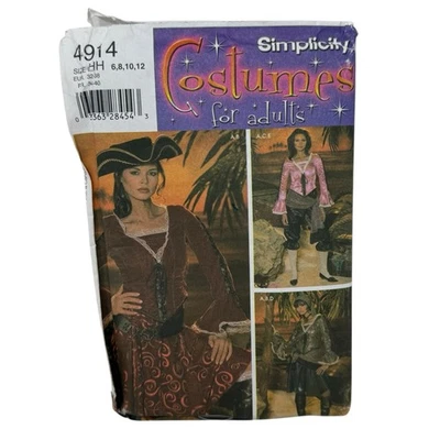 Woman Pirate Costume Sewing Pattern Size 6-12 Simplicity 4914 Cosplay Halloween - Image 1 of 4