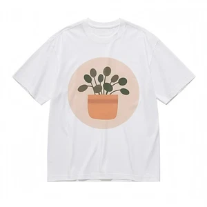 Women's Soft Breathable All - Season Classic T-Shirt Minimalist Potted Plant Tee - Picture 1 of 6