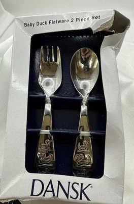 Juego de cubiertos y cucharas de acero inoxidable DANSK Baby Duck para niños - NUEVO Foto 1 de 4