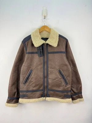 Chaqueta BOMBARDERO VINTAGE ALPHA INDUSTRIES TIPO B-3 FORRADA SHERPA CUERO MARRÓN talla XL Foto 1 de 4