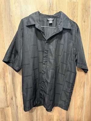 City Impact Short Sleeve Button Down Black Embossed Shirt Men's Size XL - Image 1 of 3