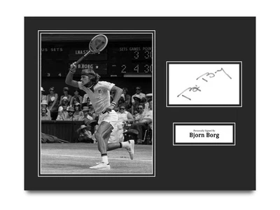 Bjorn Borg Firmado a Mano 16x12 Montaje Exhibición Wimbledon Tenis Autógrafo con Certificado de Autenticidad Foto 1 de 4