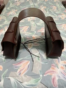 Vintage Brown Leather Motorcycle Horse Side Saddle Bags - Picture 1 of 11