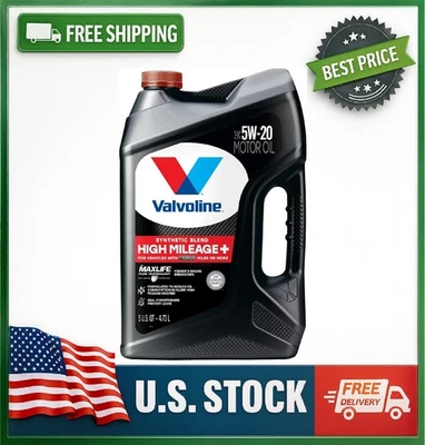 Aceite de motor Valvoline alto kilometraje 150 k con tecnología Maxlife Plus 5 W-20 5 cuartos Foto 1 de 4