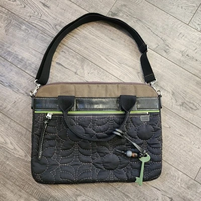 Fossil KeyPer Quilted Padded Laptop Messenger Bag Crossbody Shoulder Office Boho - Image 1 of 4