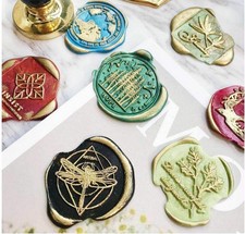 Wood Handle Wax Sealing Stamp Forest Mushroom Plant Leaf Butterfly Theme Stamp