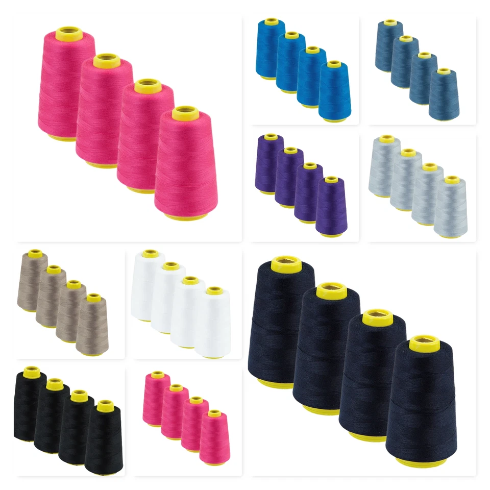 NADELTRAUM Nähgarn Overlockgarn schwarz weiß taupe 4 Kronen á 2700 m - Garn zum Nähen
