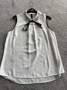 Coast Size 12 Ivory Sleeveless Top with embellished collar - Picture 1 of 6