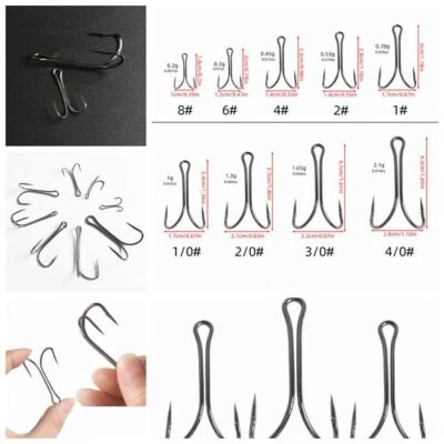 50pc Stainless Steel Double Strong Fishing Hook Saltwater Frog Toad Hooks 8#-4/0 - Image 1 of 4