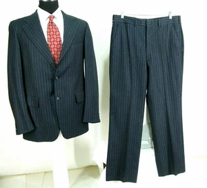 H. Freeman & Son Vtg Suit Sz 40L Blue Pinstripe Wool Blazer Pants 36x31  - Picture 1 of 10