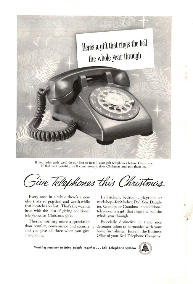 1957 Print Ad Bell Telephone System Give Telephones this Christmas Here's Gift - Image 1 of 1