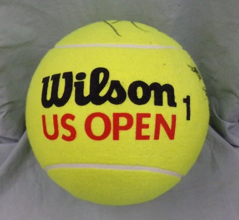 OVERSIZED Large Wilson US Open 1 Tennis Ball Signed Tracy Austin and 6 Others Cover