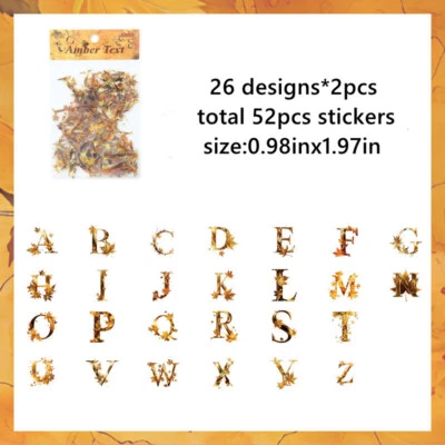 52Pcs Floral Alphabet Letters PET Stickers Journal Album Scrapbooking Collage - Image 1 of 4