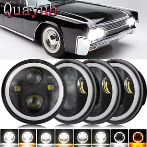 4pcs 5-3/4" 5.75" LED Headlight Hi/Lo Beam DRL Angel Eye for Lincoln Continental - Foto 1 di 21