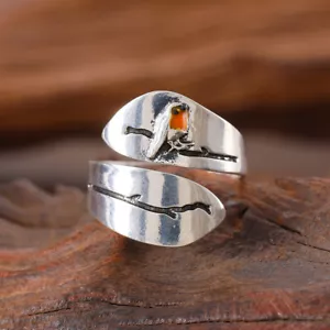Retro Robin Thumb Ring - Spirit Animal Bird Rings - Adjustable - Picture 1 of 6