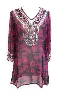 Embellished Semi Sheer Sequins Beach Swimsuit Wear Cover up Top One Size NWT. - Picture 1 of 5