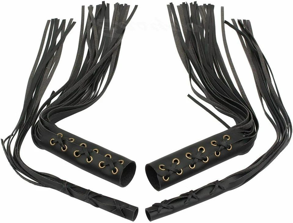 Fit For Indian Chief Handlebar Lever Leather Grip Cover Fringe Tassel Black - Изображение 1 из 4