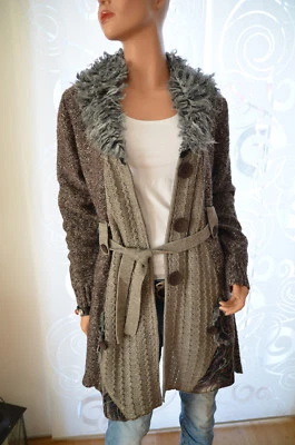 Cardigan Strickjacke Woll Mantel Damen Patchwork 36 38 Boho Unikat Neu Italy - Bild 1 von 4