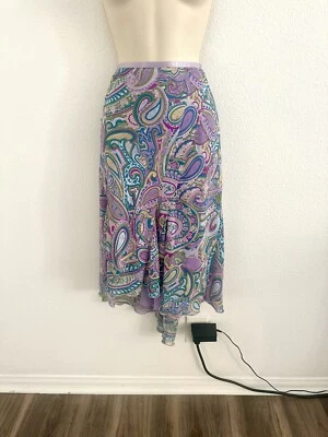 Lane Bryant Paisley Y2K Midi Scarf Skirt Plus Sz 14 / 16 Purple Whimsy Cottage - Image 1 of 4
