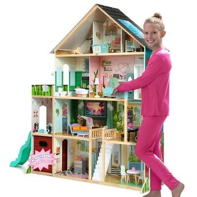 KIDKRAFT Delta Children Deluxe Maui Dollhouse - Large 4-Story Dollhouse with 12 Rooms Inc