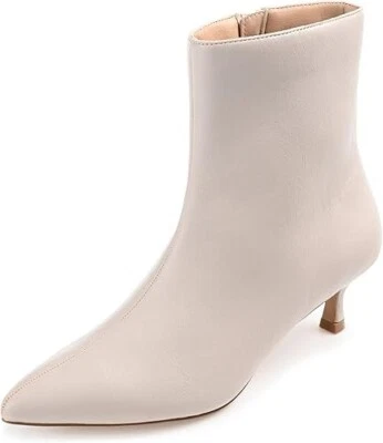 Journee Womens ARELY Pointed Toe Kitten Heel Ankle Zip Booties Vegan Leather NIB - Изображение 1 из 4