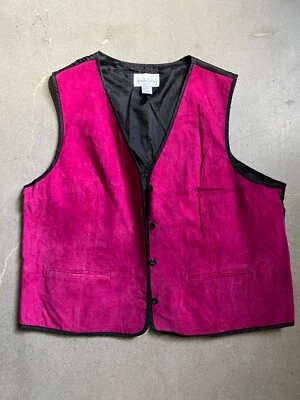 Chaleco de autoridad de color DIANE VON FURSTENBERG con botones piel de cerdo fucsia vintage 3X Foto 1 de 4