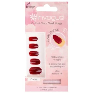 Invogue False Nails with Glue Included - Oval Medium Length - Classic Rouge - Picture 1 of 5