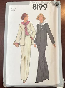 Simplicity 8199 Schnittmuster Gr.14 ungeschnitten 1977 Hose Jacke Bluse fehlt - Bild 1 von 8