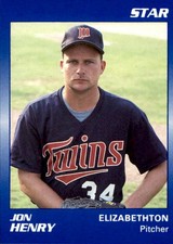 1990 Elizabethton Twins Star #12 Jon Henry Jamestown New York NY Baseball Card
