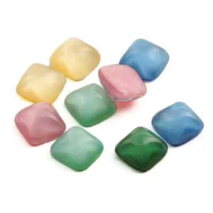 Lot (9) 9 mm Czech vintage satin moonglow square glass cabochons - Picture 1 of 2