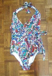 ANTHROPOLOGIE by MERMAID RUFFLED HALTER MAILLOT BATHING SUIT – NEW – Size LARGE - Picture 1 of 9