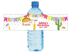 Tacos & Tequila Motto Wasserflasche Etiketten, Hochzeiten, Geburtstag, Verlobung Party - Bild 1 von 5