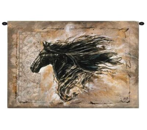 53x35 BLACK BEAUTY Horse Western Tapestry Wall Hanging - Picture 1 of 1