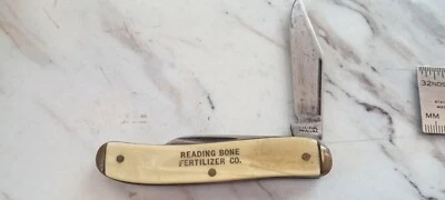 Faca vintage colonial EUA 2 lâminas leitura pérola fertilizante ósseo Co. - Imagem 1 de 4