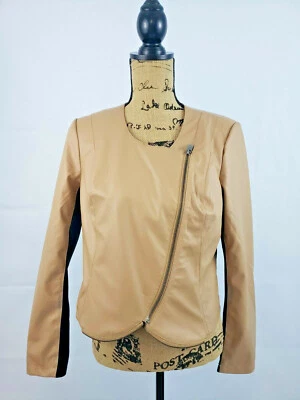 Belle Gray By Lisa Rinna Zip up Faux Leather Cropped Motorcycle Jacket Small N72 - Image 1 of 4