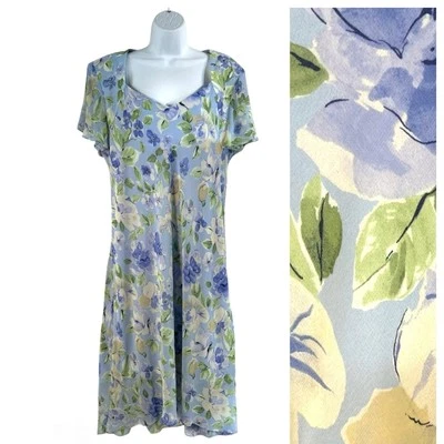 Vintage 80’s Dressbarn Woman Dress Barn 18W Plus Blue Floral Shoulder Pads - Image 1 of 4