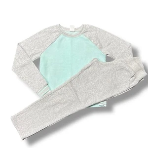 Athletic Works Girls Sweatpants Sweatshirt Set Loungwear Teal Gray Large 10 12 - Picture 1 of 11
