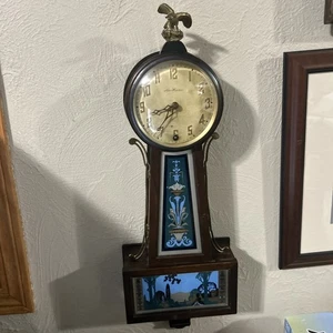 Working Antique New Haven 8 Day, Jeweled Balance Banjo Clock. Measures 18" Tall - Picture 1 of 12