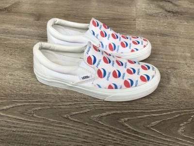 Vans Womens Size 7.5 Canvas Custom Slip On Sneakers Vans Peps! Logo - Image 1 of 4