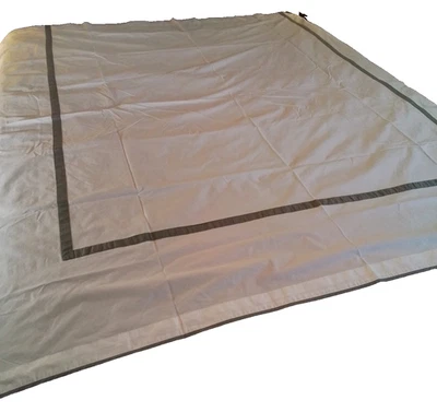 Pottery Barn Shower Curtain White Gray Solid 100% Cotton Bathroom Decor Classic - Image 1 of 4