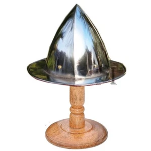 Casco de caballero miniatura con hervidor de agua abovedado del siglo XV con soporte de exhibición de madera - Imagen 1 de 2