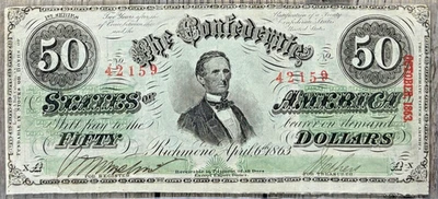 1863 $50 T 57 Confederate Paper Money PF 12, Red Serial Number - Image 1 of 4