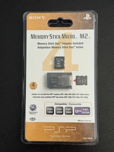 Official Sony Memory Stick Micro M2 4GB Playstation PSP Memory Stick Duo Adaptor - Picture 1 of 2