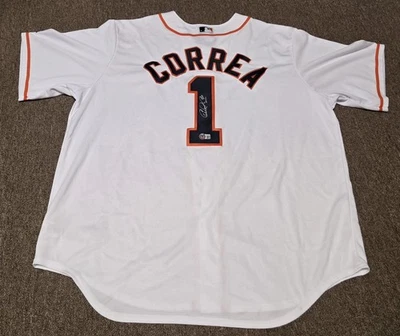 Carlos Correa Signed Houston Astros White Majestic Jersey XL Beckett COA - Image 1 of 4
