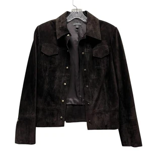 Vintage Classiques Entier Wildleder Leder Hemd Jacke Damen M Schokobraun - Bild 1 von 12